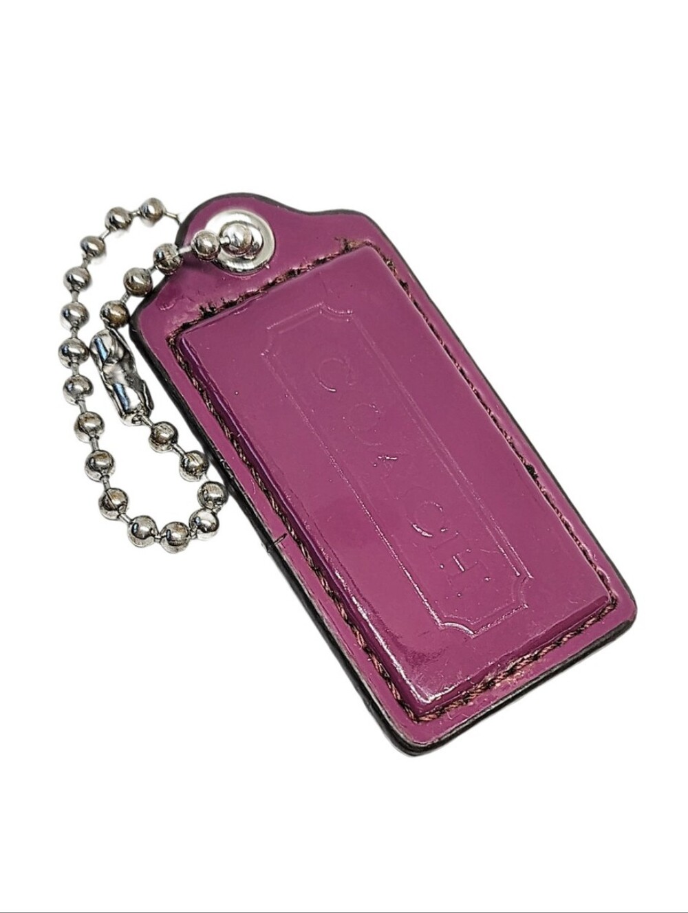 🆕 2.5" Coach Y2K Cranberry Patent Leather Hangtag Bag Fob Purse Charm Keychain
